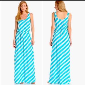 Lilly Pulitzer Maxi Dress XSmall Turquoise &White Roper Stripe